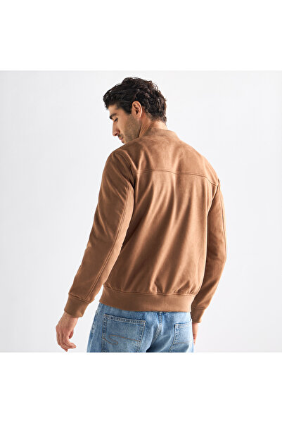 FAV Solid Bomber Jacket with Zip Closure and Pockets