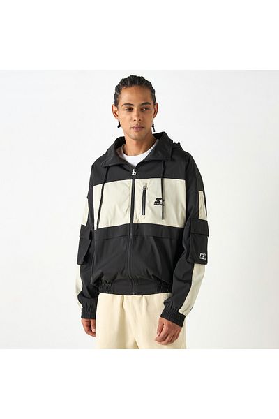 Starter Panel Detail Biker Jacket With Long Sleeves And Hood