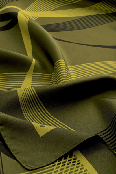 Bursa İpek Μεταξωτό σάλι με μοτίβο κινητής τηλεφωνίας χακί