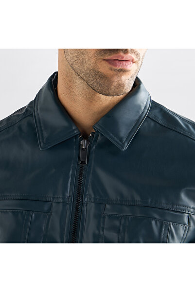 FAV Solid Biker Jacket With Zip Closure And Pockets