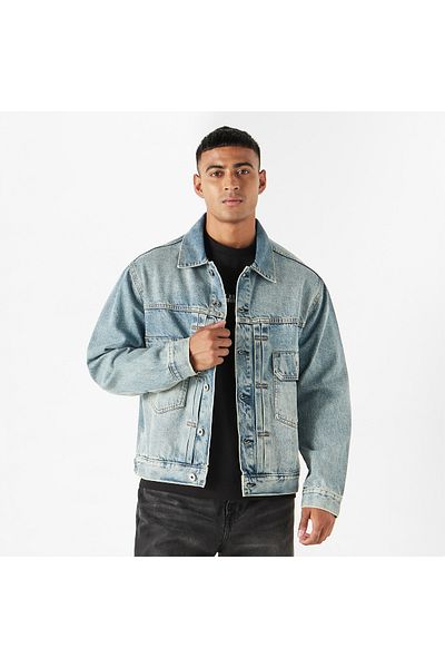 Lee Cooper Solid Denim Jacket With Pockets And Long Sleeves