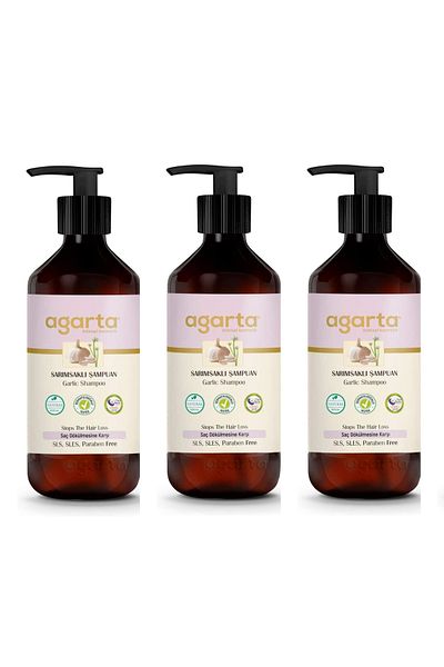 Agarta Natural Shampoo - with Garlic, 400 Ml, 3 Pieces