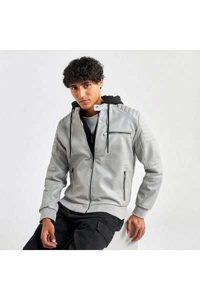 FAV Straight Bomber Jacket with Hoodie and Zipper