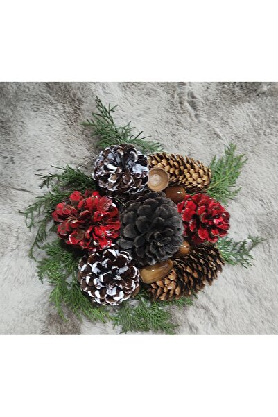 Marrone Украса за врата с борови шишарки Украса за маса Коледна украса
