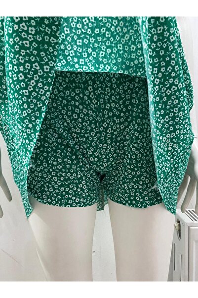 LADY HAZAL Mini fustă verde cu model floral și pantaloni scurți Helen Fabric Fusta Floral11