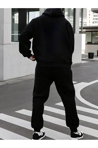 zunop Ανδρικό σετ αθλητικής φόρμας μαύρης Montana με στάμπα oversize