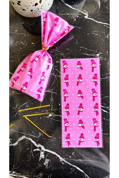Hayal.kirtasiyesi New Year's Gift Bag 5 Pieces 27,5X12.5 cm Patterned Bags, Including Gold Closure Wire, Gift Package