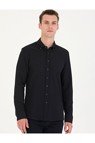 Pierre Cardin Siyah Slim Fit Uzun Kollu Gömlek 50274595-VR046