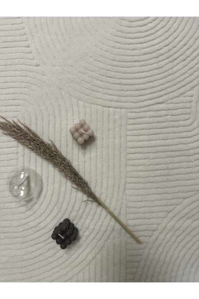 Merinos Rölyef Halı Kaymaz Tabanlı Yıkanabilir beyaz Bukle Salon Mutfak Koridor Yolluk Halı