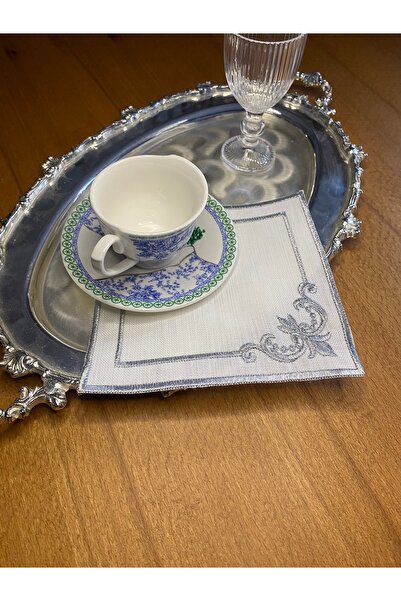 Smiling Home 6 Λευκά Ασημί Χρώμα Χαρτοπετσέτα Παρουσίασης Κοκτέιλ με μοτίβο μοτίβο