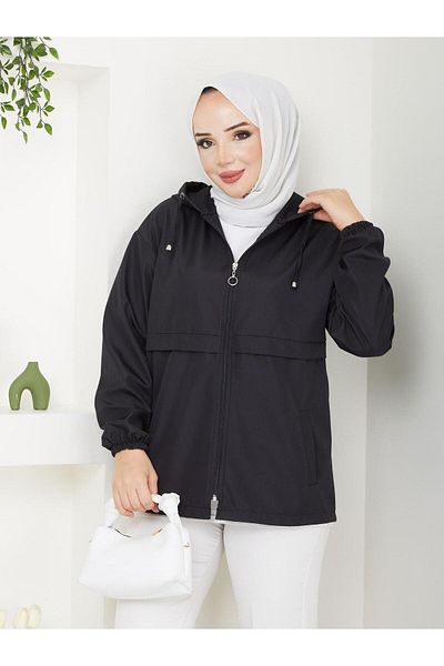 Dabenti women style Γυναικεία κοντή καμπαρντίνα Bondit Oversize με κουκούλα