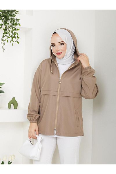 Dabenti women style Γυναικεία κοντή καμπαρντίνα Bondit Oversize με κουκούλα