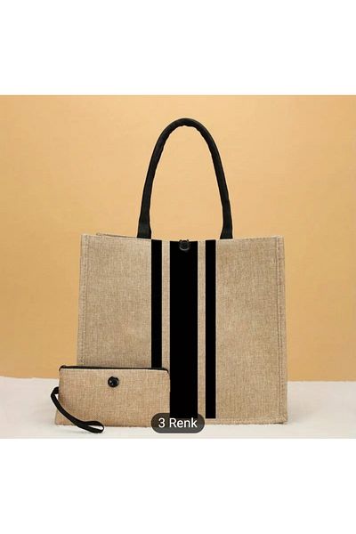 Tote 3 in One Stylish Striped Tote Bag Set for Women