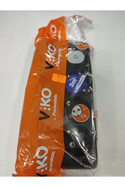 VİKO Viko üçlü 3mt kablolu Anahtarlı Grup Priz - Siyah