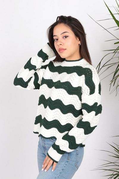 Fashion Friends Pulover ajurat verde