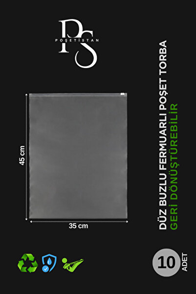 POŞETİSTAN Valiz Ve Dolap Içi Düzenleyici Buzlu Fermuarlı Poşet Torba 10 Adet 35 Cm X 45 Cm