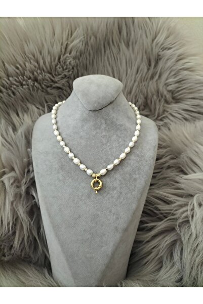 Arjew Gerçek İnci Küp Dorikalı Gemici Kilitli Kolye ( Çeyreklik, Yarımlık,Reş...