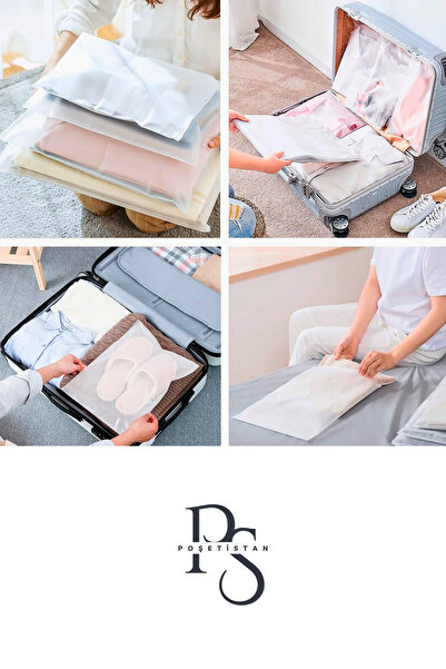 POŞETİSTAN Valiz Ve Dolap Içi Düzenleyici Buzlu Fermuarlı Poşet Torba 10 Adet 40 Cm X 50 Cm