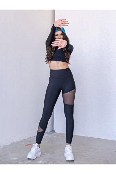 Bugasy Kadın Siyah Fileli Tayt