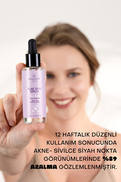 Polente Natural Pure Skın Serum - Akne, Siyah Nokta, Gözenek Karşıtı Serum - %10 Niacinamide (50 ML)