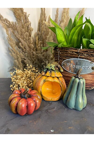 Gardenya Kabak Mumluk Dekoratif Obje & Biblo 3 Lü Takım  Sarı-Kırmızı-Yeşil