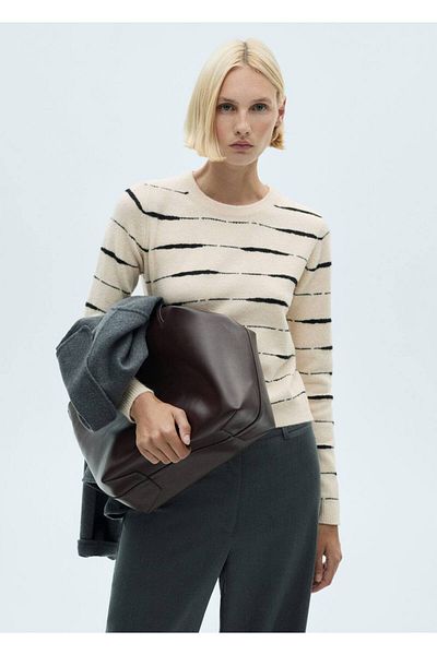 MANGO Woman Round neck striped sweater