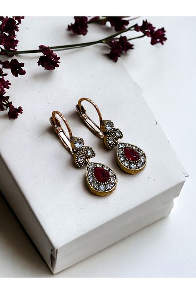 FAYRA ACCESSORIES Crystal Jewelled Small Water Drop Dangle Earrings