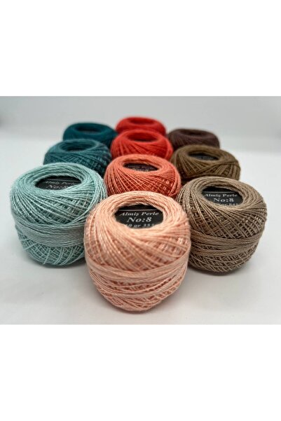 ALMİŞ Alış Perle Etamin-Cross Stitch 10-Piece Thread Set (10 Gr-No:8)