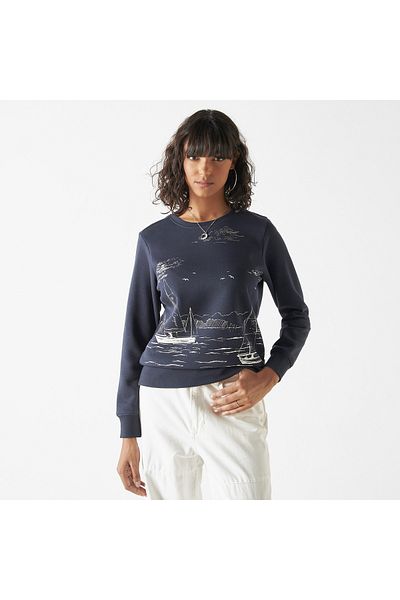 Lee Cooper Graphic Print Crew Neck Sweatshirt with Long Sleeves