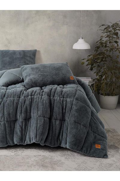 doremodam Gray Plush Double Duvet Set - 492609 -1453