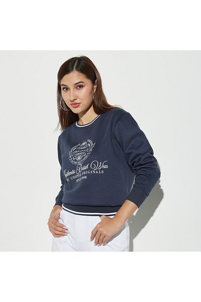 Lee Cooper Logo Detail Sweatshirt with Crew Neck and Long Sleeves