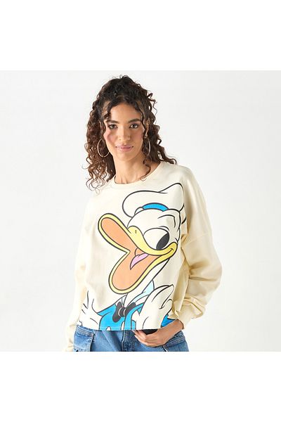 SP Characters Donald Duck Print Sweatshirt With Crew Neck And Long Sleeves