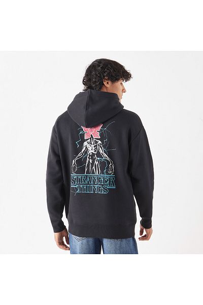 SP Characters Stranger Things Print Hoodie With Kangaroo Pocket