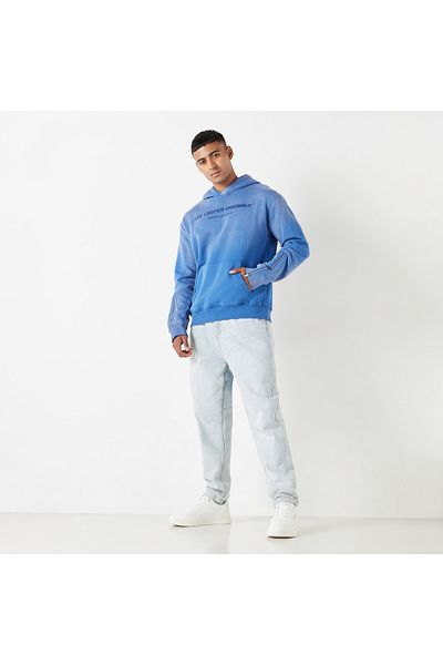 Lee Cooper Logo Embroidered Hoodie With Zippered Long Sleeves