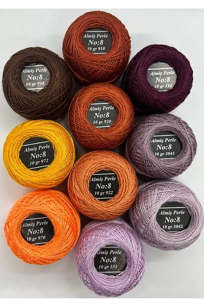 ALMİŞ Perle Etamin-Cross Stitch 10-Piece Thread Set (10 Gr-No:8)