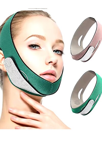ZEYSAN Yüz Korsesi Çene Boyun Bandı Horlama Önleyici Gıdı Yanak Gıdık Toplama (Yeşil)