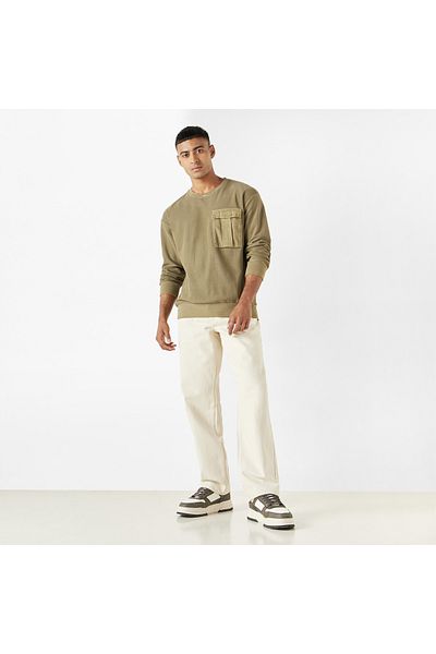Lee Cooper Textured Sweatshirt with Chest Pocket and Long Sleeves