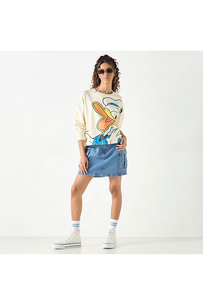 SP Characters Donald Duck Print Sweatshirt With Crew Neck And Long Sleeves