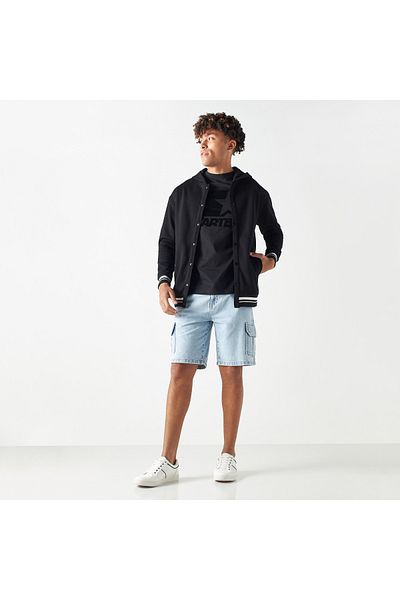 Starter Print Jacket with Hood and Long Sleeves