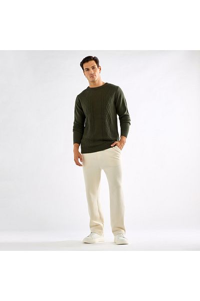 FAV Textured Sweatshirt with Long Sleeves and Crew Neck