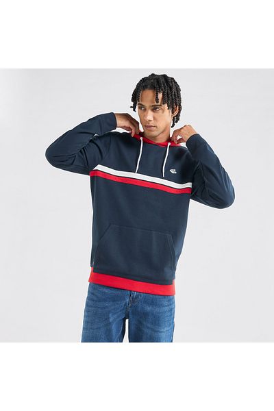 FAV Striped Hooded Sweatshirt with Long Sleeves and Kangaroo Pockets