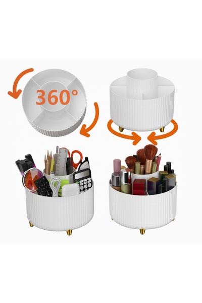 Dinçmax 360 Rotatable Makeup Organizer Desk Organizer Swivel Bathroom Study Desk Organizer