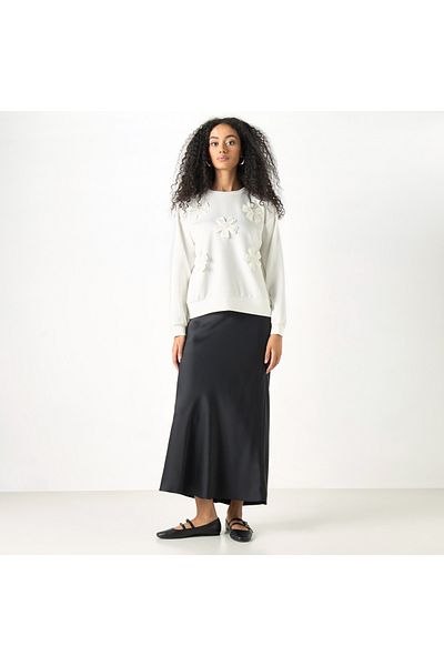 2Xtremz Flower Applique Oversized Sweatshirt with Long Sleeves