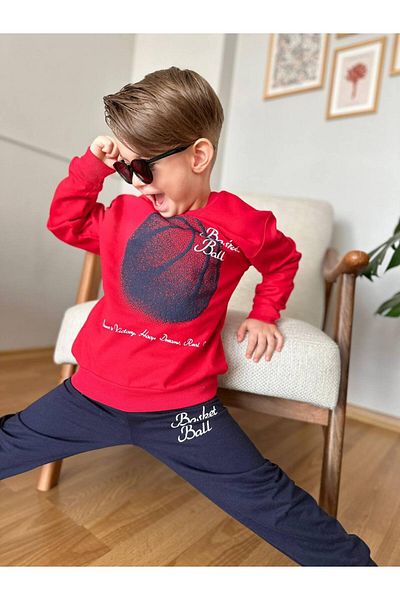 CANDA Boy's Basketball Themed Top and Bottom Set
