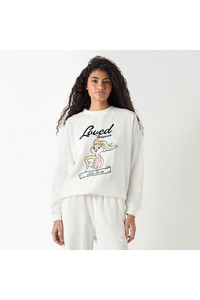 SP Characters Lola Bunny Print Sweatshirt with Long Sleeves and Crew Neck