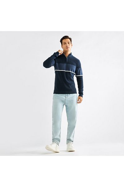 FAV Colourblock High Neck Sweatshirt with Long Sleeves and Zip Closure