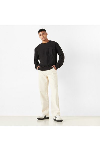 Lee Cooper Textured Sweatshirt with Chest Pocket and Long Sleeves