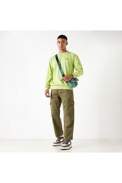 Lee Cooper Solid Sweatshirt with Crew Neck and Long Sleeves