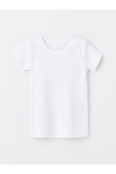 LC Waikiki Lcw Kids White Crew Neck Short Sleeve Girls Undershirt