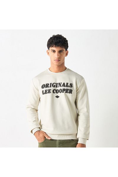 Lee Cooper Printed Sweatshirt with Long Sleeves and Crew Neck